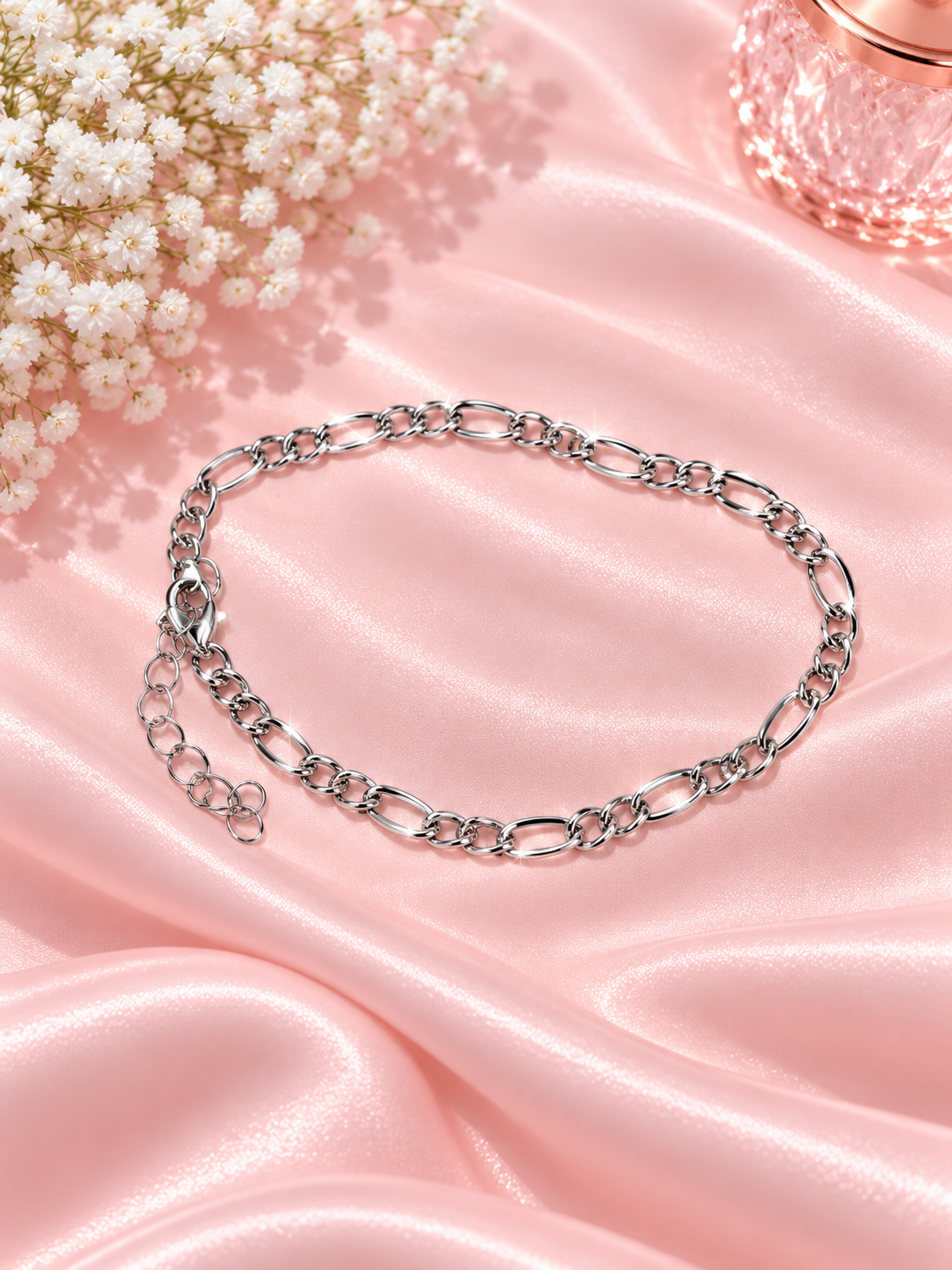 Silver Figaro Anklet