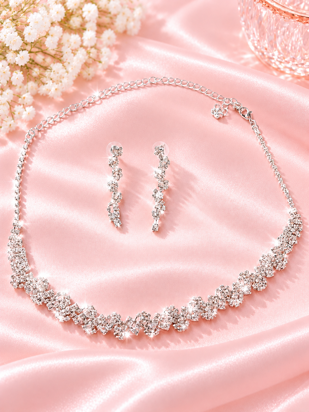 Crystal Blossom Necklace & Earrings Set