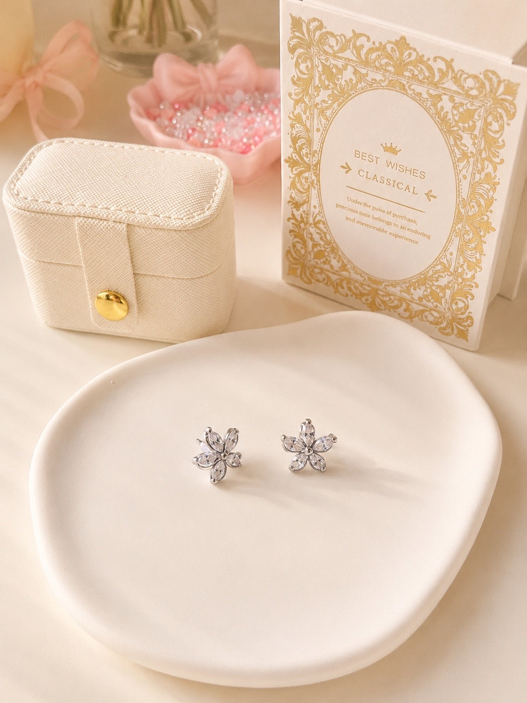 Crystal Flower Stud Earrings