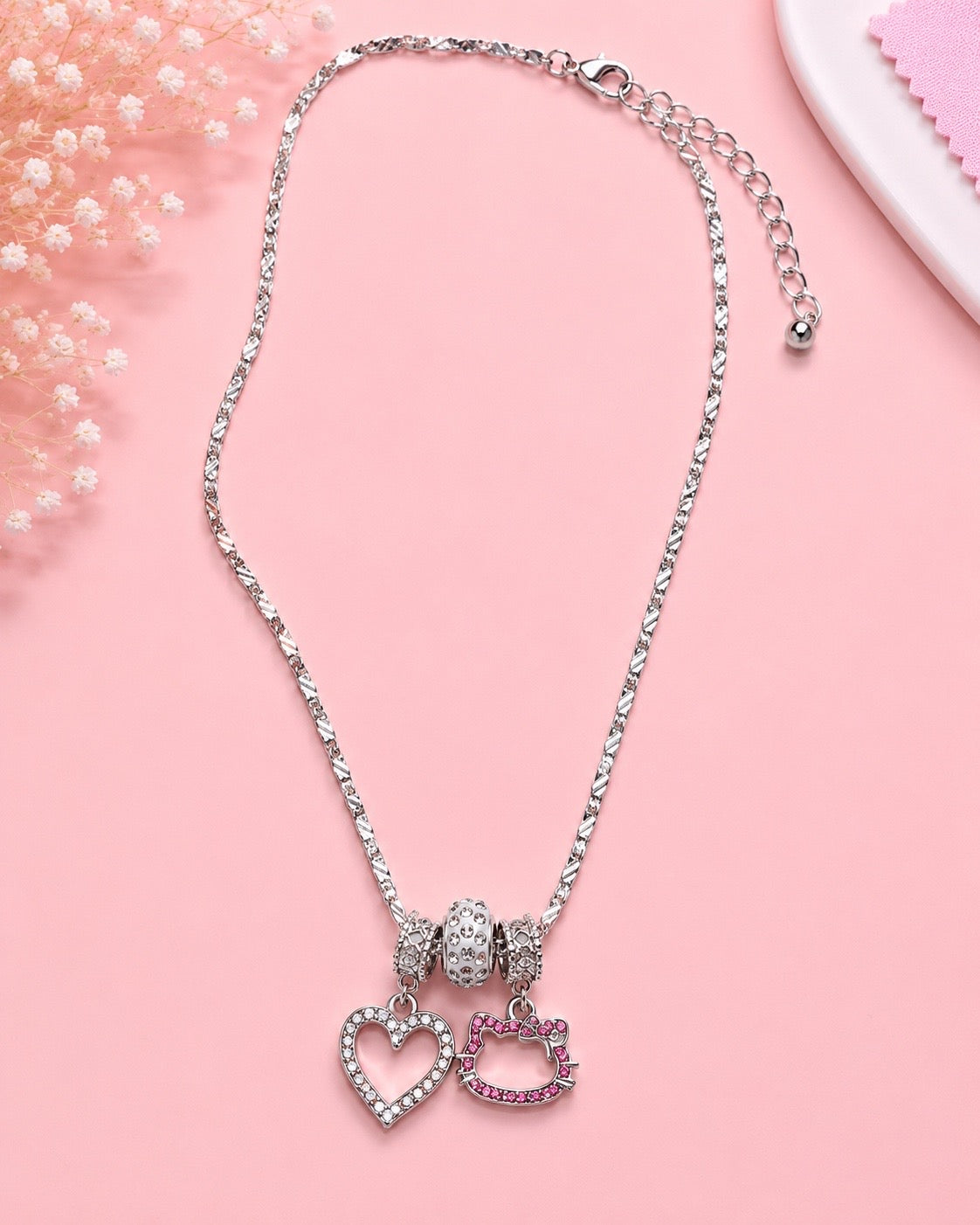 Crystal Charm Kitty Necklace