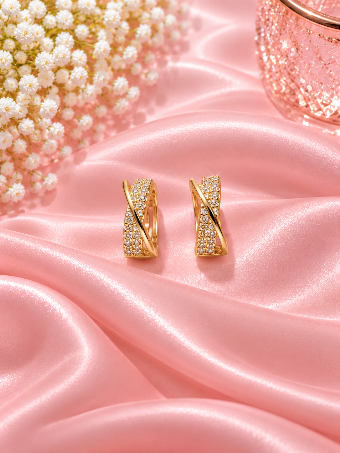 Opaluxe Sparkling Crossover Mini Hoops