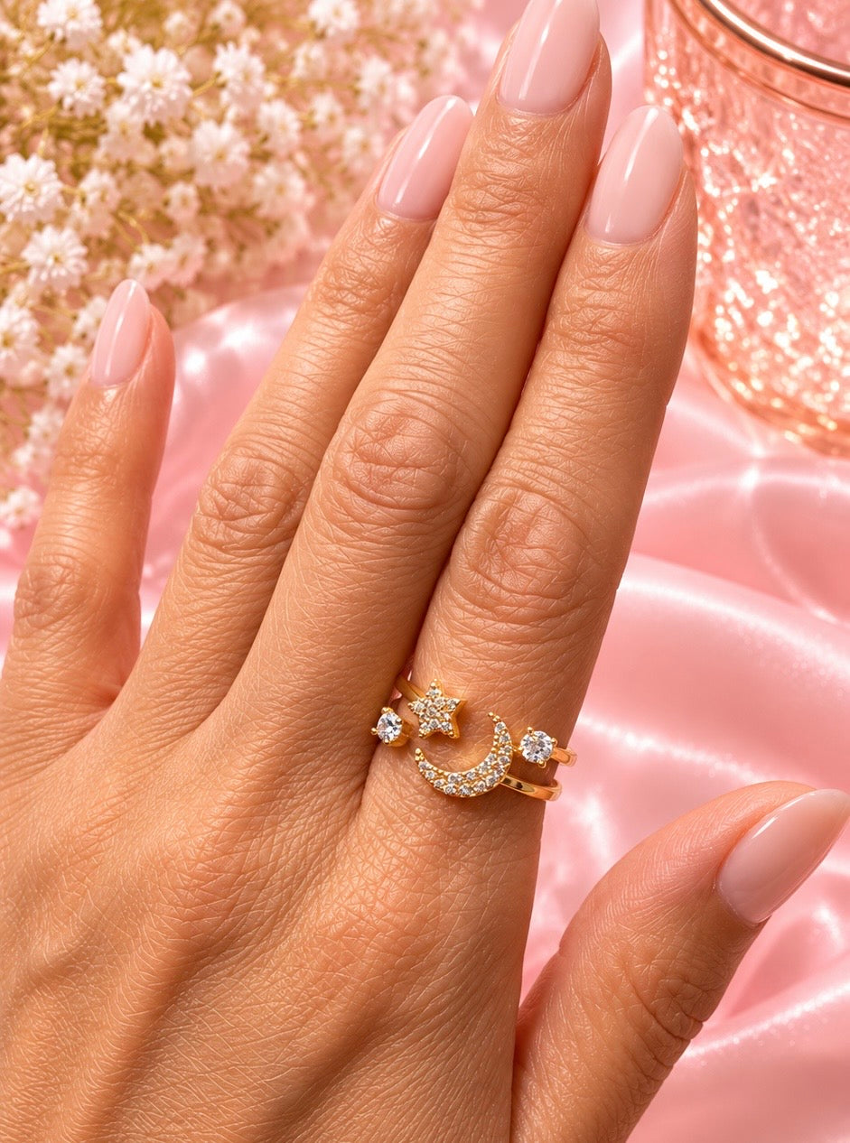 Celestial Moon & Star Ring