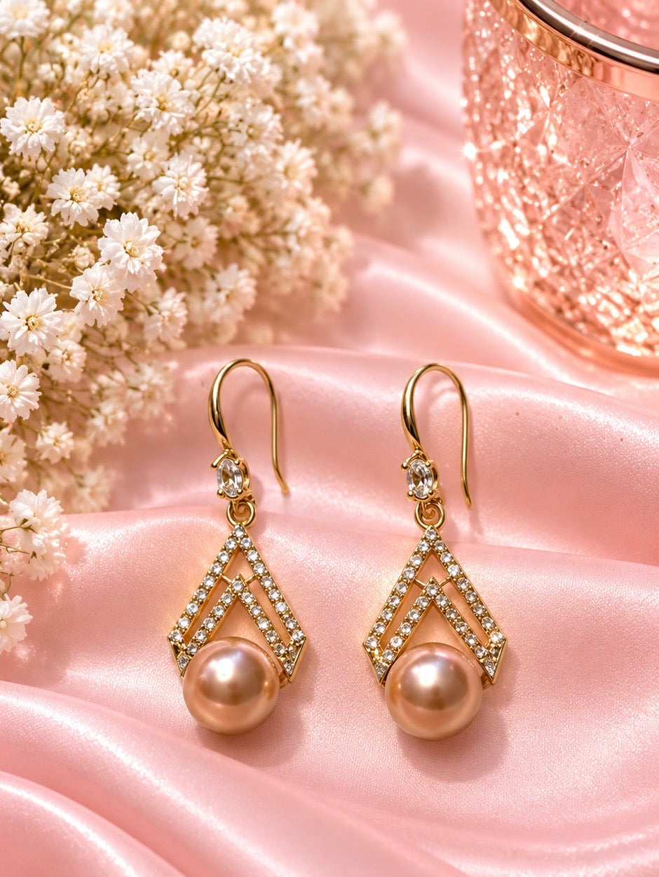 Opaluxe Pearl Chevron Drop Earrings