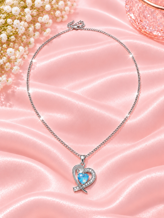 Opaluxe Blue Opal Heart Necklace