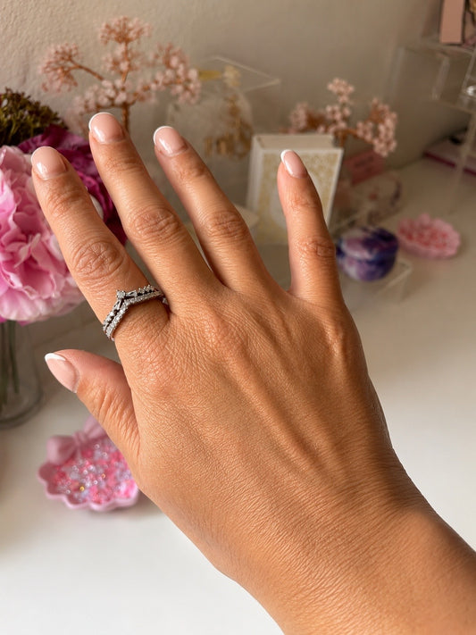 Silver Chevron Stacking Ring