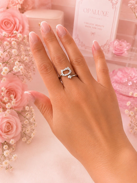 Hello Kitty Open Ring – Silver