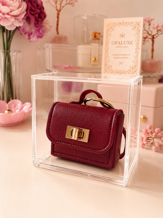 Mini Handbag Key Charm – Burgundy