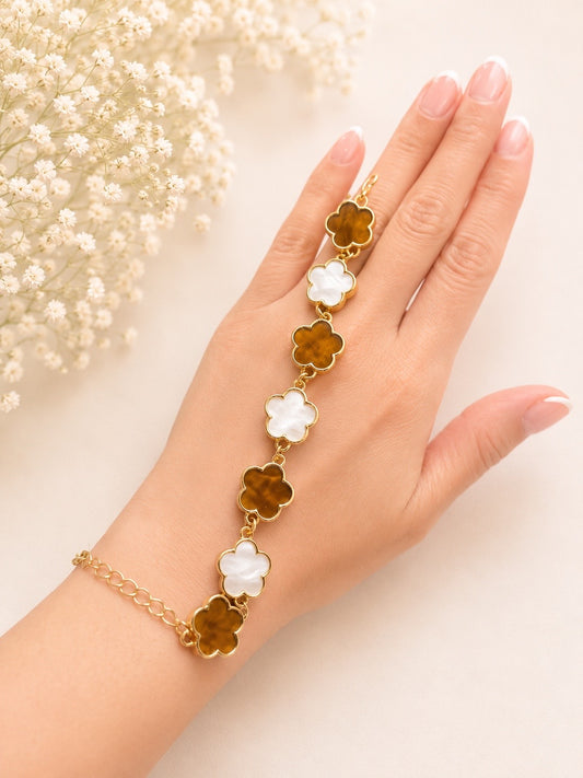 Tiger & Pearl Clover Bracelet