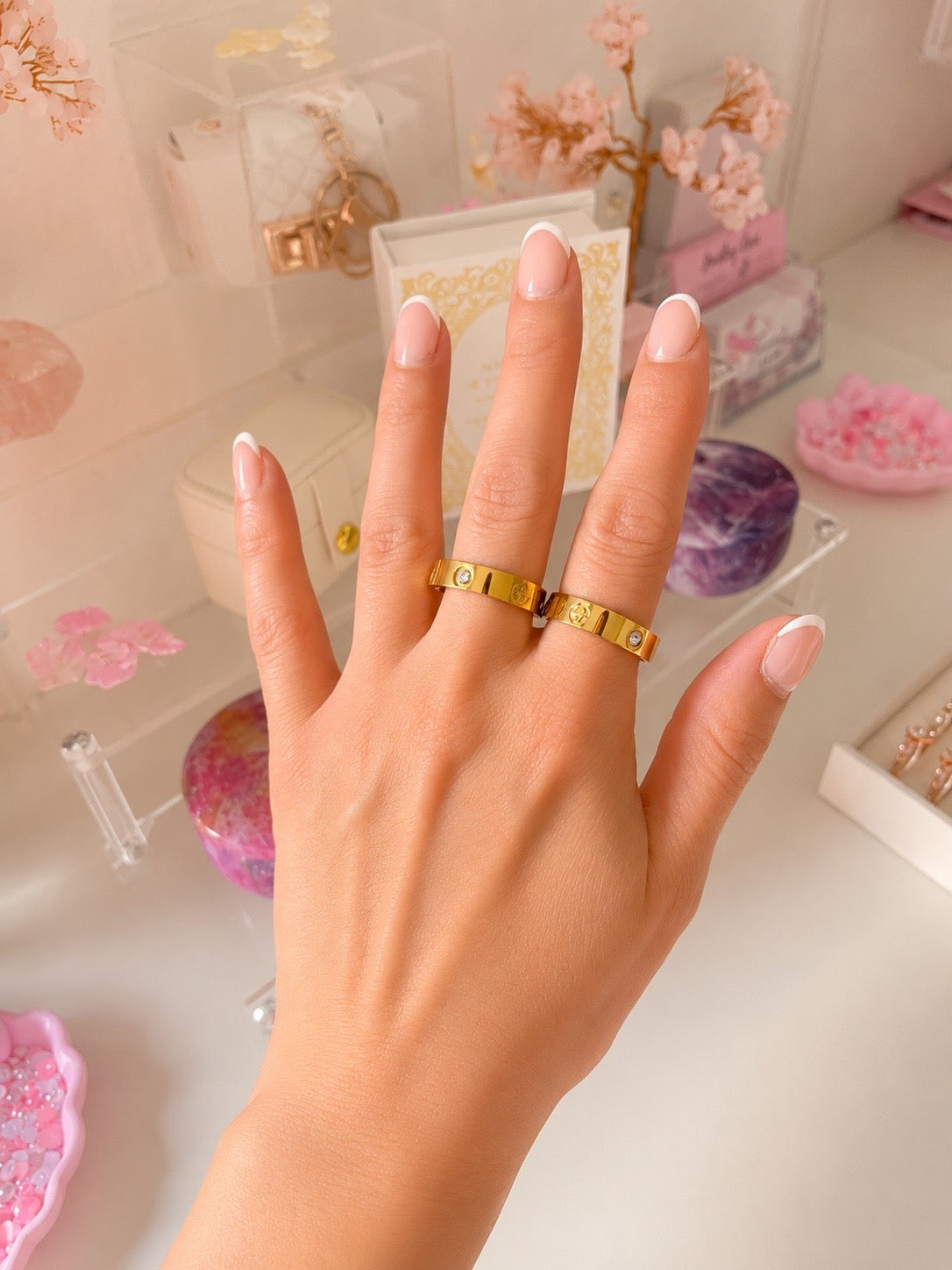 Gold Roman Numeral Crystal Ring