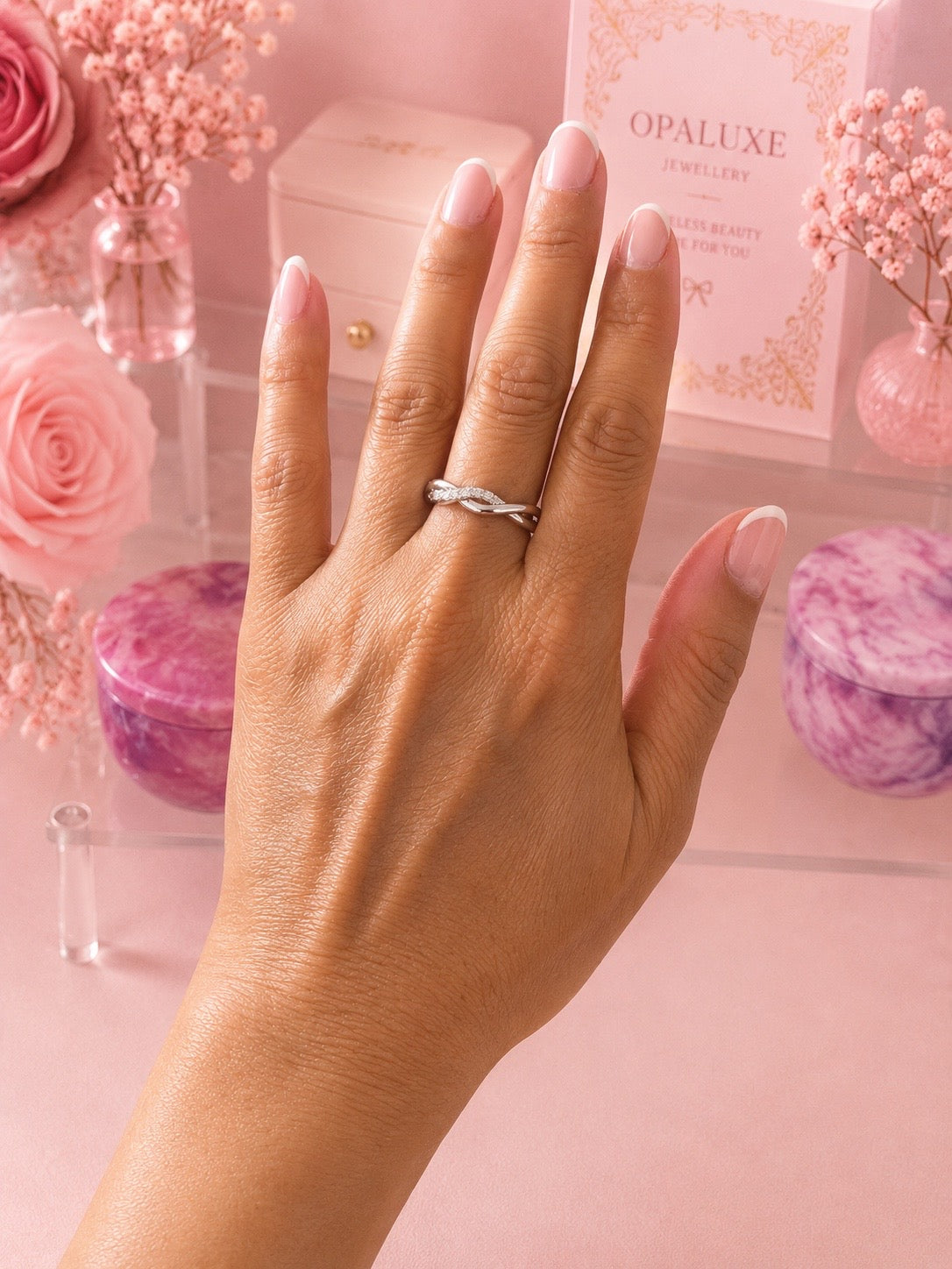 Crystal Silver Band Ring