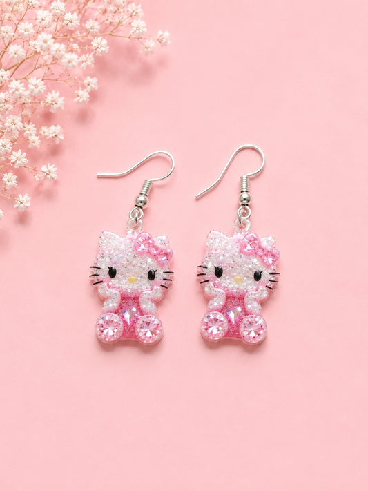Glitter Kitty Acrylic Earrings