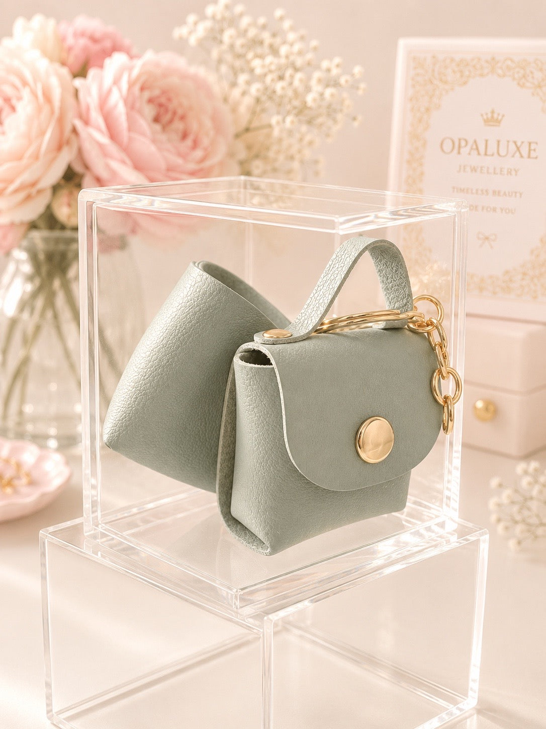 Mini Pouch Key Charm – Duck Egg Blue