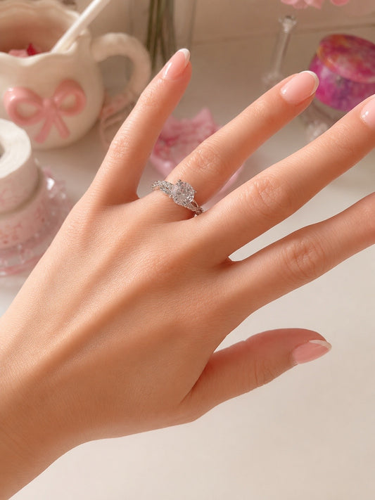 Classic Solitaire Crystal Ring