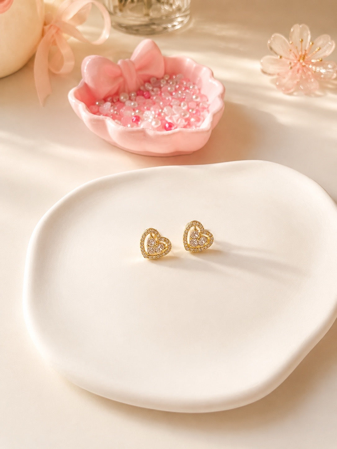 Crystal Heart Stud Earrings