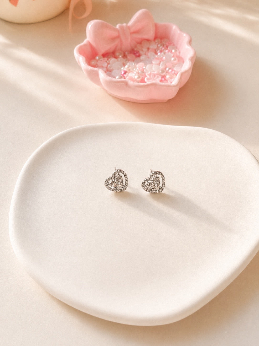 Crystal Heart Stud Earrings