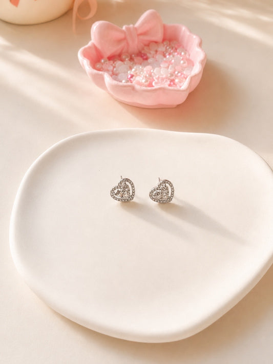 Crystal Heart Stud Earrings
