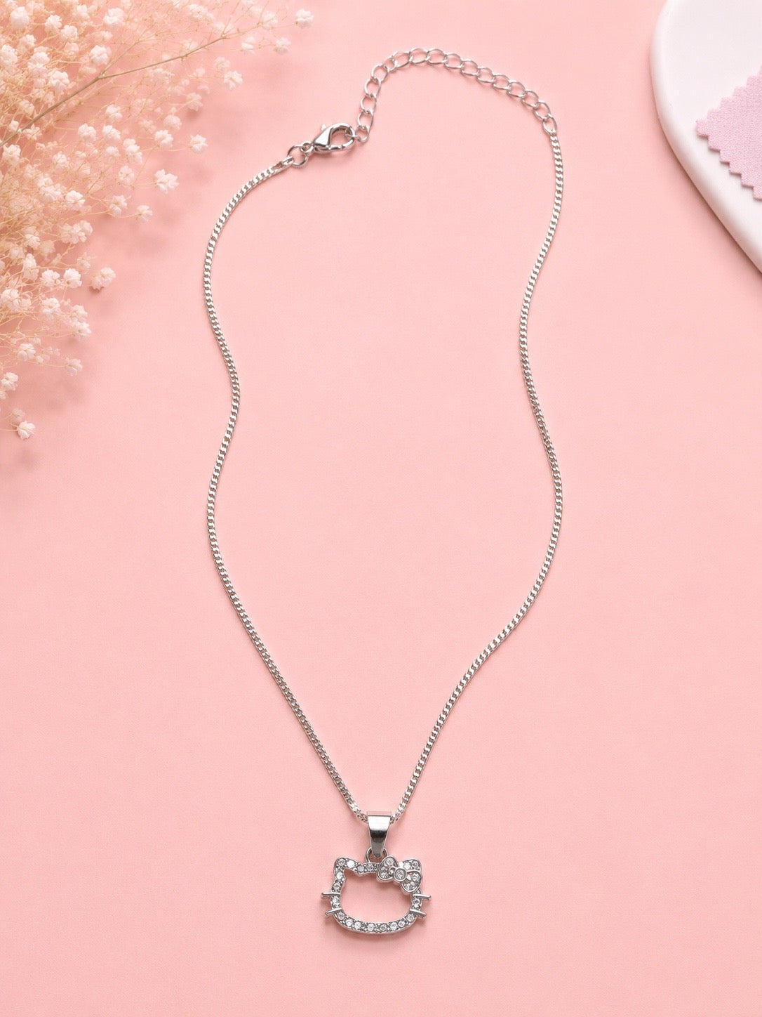 Crystal Kitty Pendant Necklace