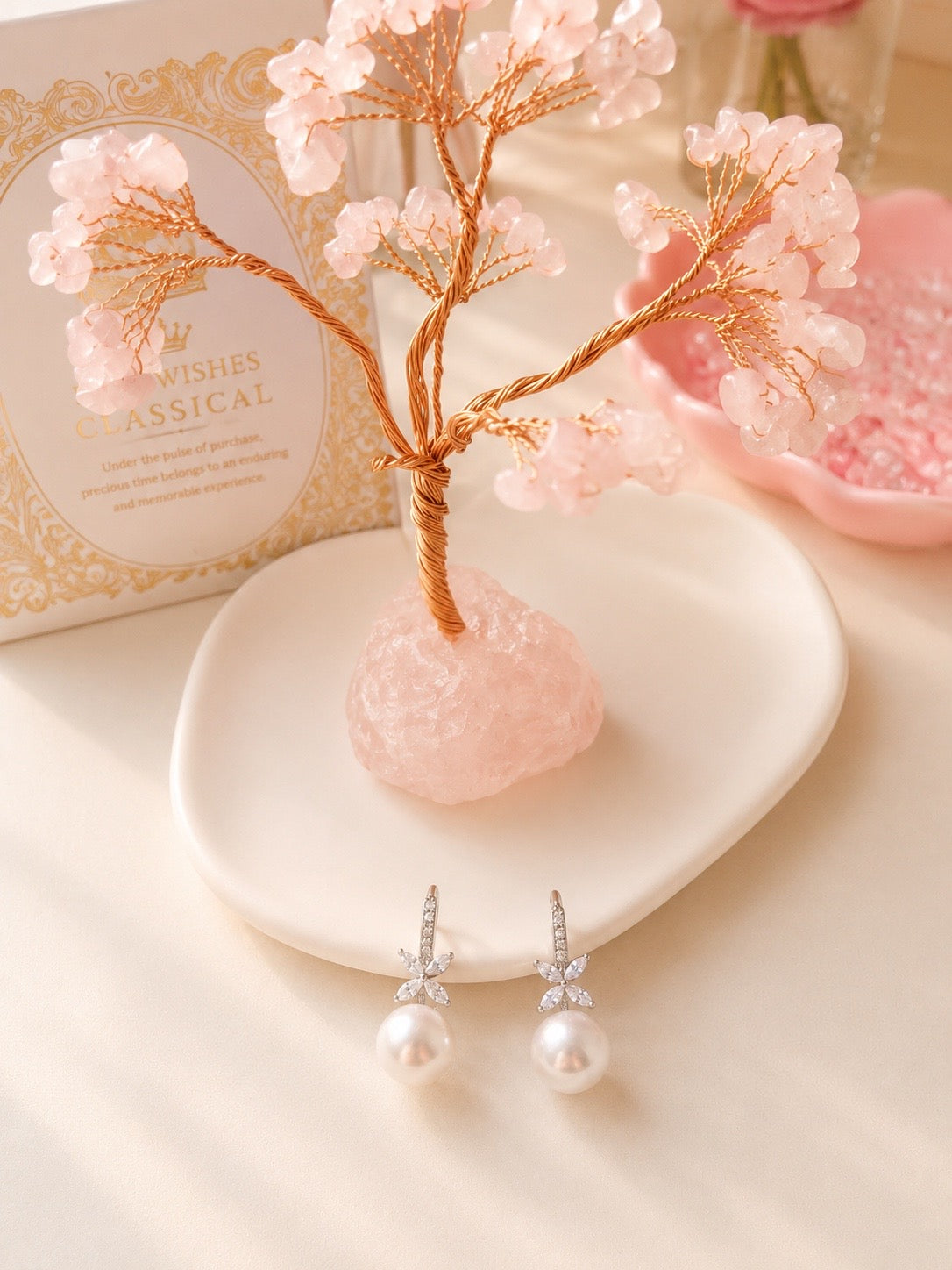 Floral Pearl Drop Earrings