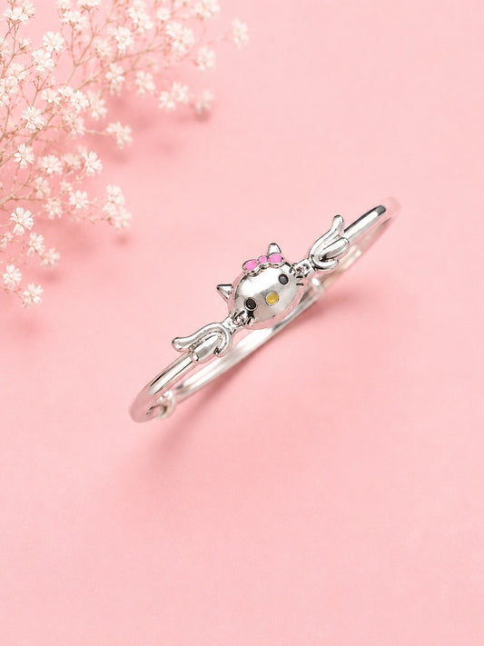 Hello Kitty Inspired Silver Bangle Bracelet